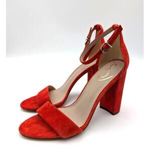 Sam Edelman Yaro Block Heel Ankle Strap Sandals Women's Bright Poppy Size US9